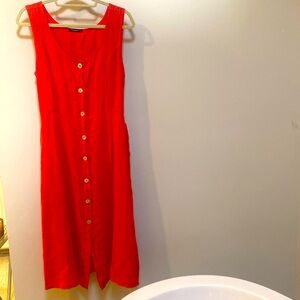 New 100% Red Linen dress by Lungo La’Arno made in Italy.